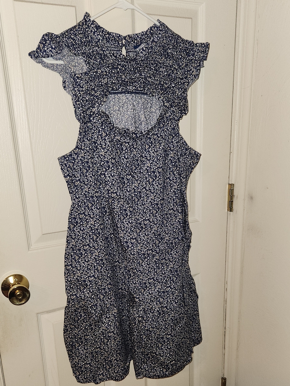 Old Navy Navy and White Floral Cutout Dress